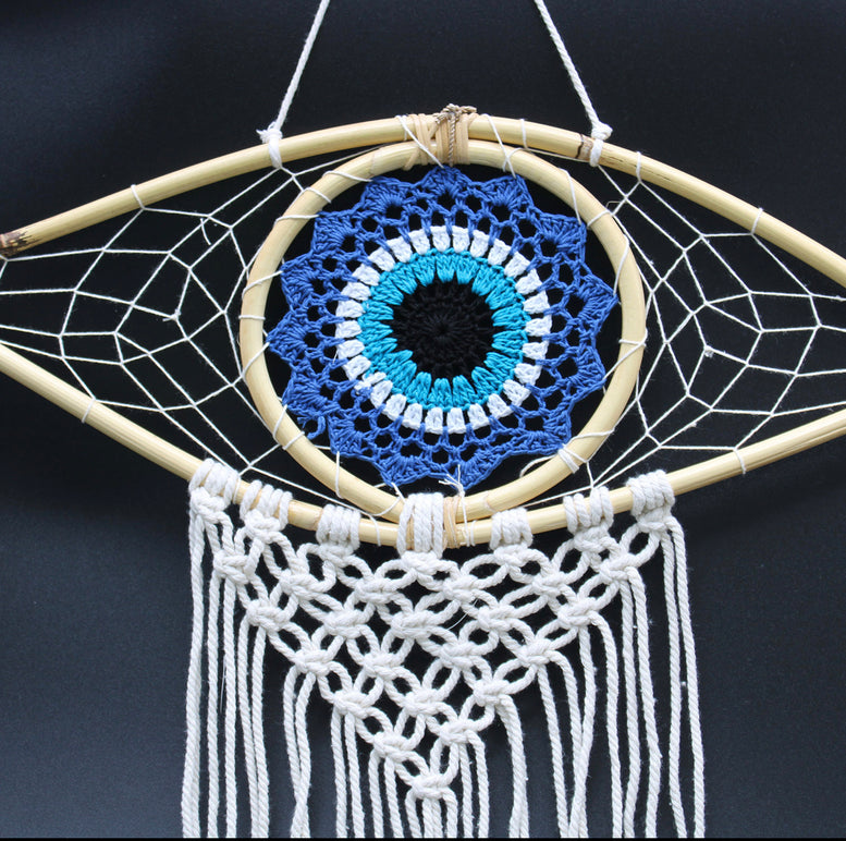 Evil Eye Protection Dream Catcher | Macrame | Nightmares | Dreams | Witchcraft | Wiccan | Pagan | Amulet | Charm