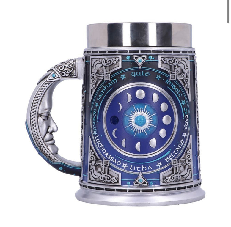 Moon Guide Tankard 15.5cm | Chalice | Witchcraft | Wiccan | Pagan | Moon Phase | Wheel of the year | Goth | Cup | Mug | Pagan Holidays |