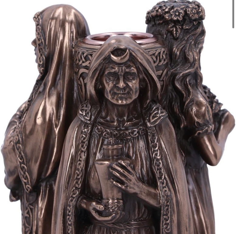 Maiden, Mother, Crone Candle Holder 17cm | Goddess | Deity | Wiccan | Pagan | Witchcraft | Spiritual | Candle | Moon