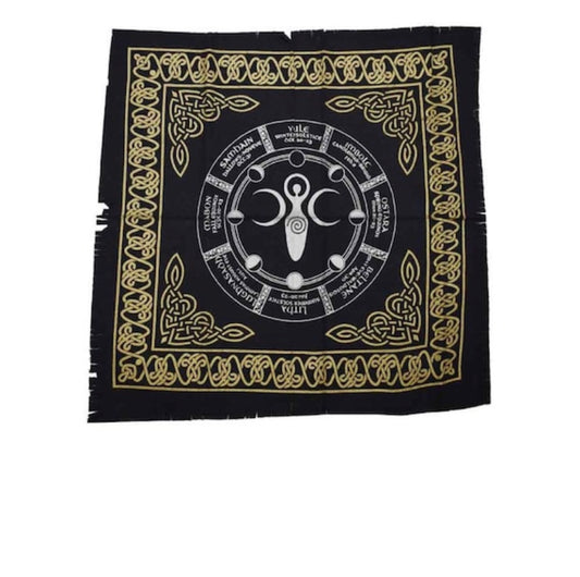 Triple Moon Goddess Wheel of the Year Altar Cloth | Wiccan | Pagan | Goddess | Moon | Witchcraft