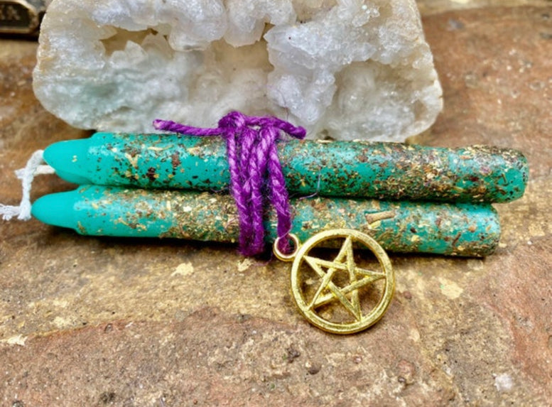 Wealth and Abundance Hand Rolled Spell Candles | Wiccan | Pagan | Witchcraft | Money