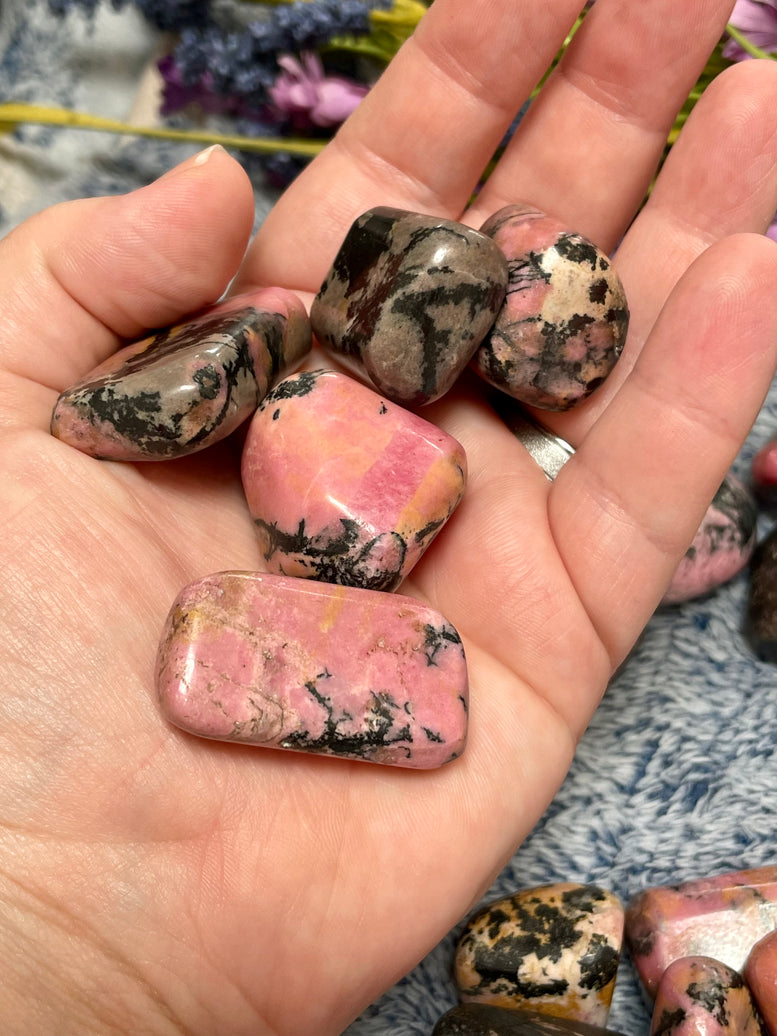 Natural Rhodonite Tumble stones | Crystals | Reiki | Chakra | Witchcraft | Wiccan | Pagan | Stones | Healing | Crafts | Gemstones