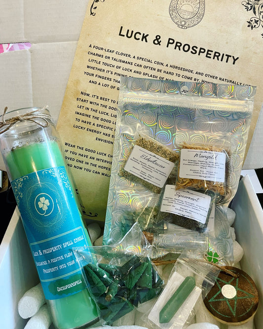 Luck & Prosperity Gift Set | Witchcraft | Wiccan | Pagan | Spell | Candle | Incense | Money | Herbs | Spell Bottle | Gift | Abundance