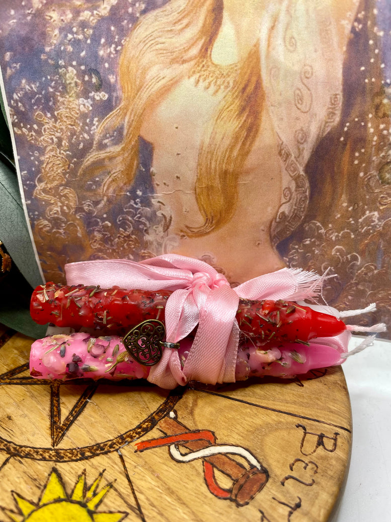 Aphrodite/Venus Hand Rolled Spell Candles Set of 3