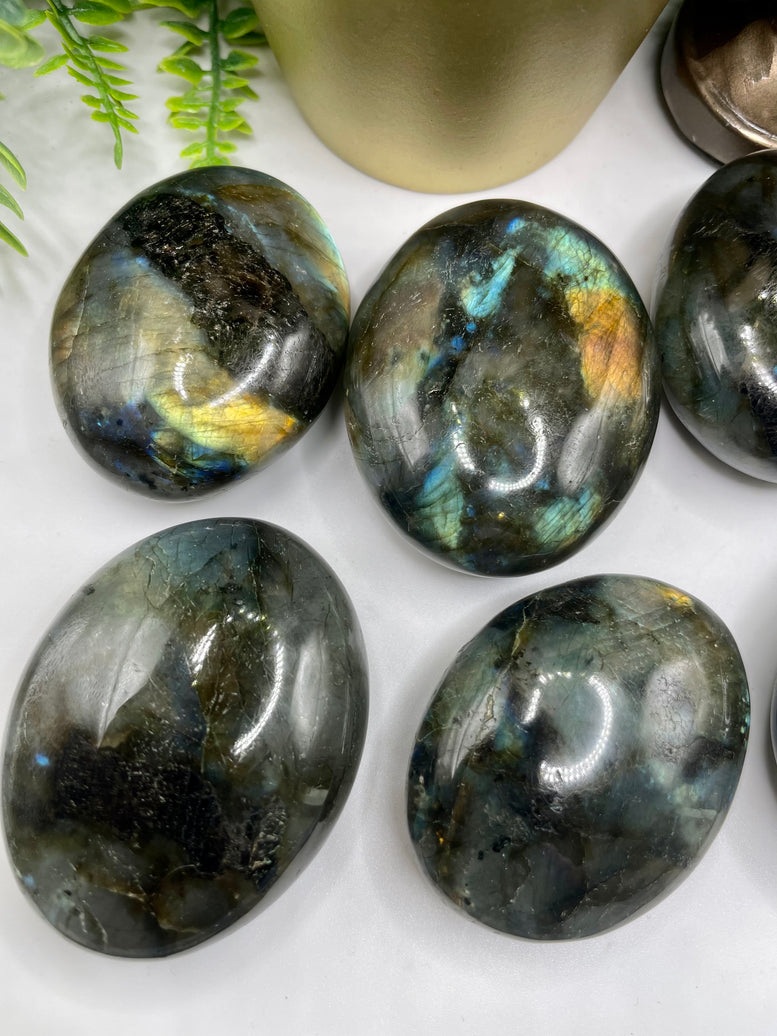 High Grade Flashy Labradorite Polished Palm Stones | Crystals | Reiki | Chakra | Gemstones | Shiny Rainbow Crystal | Home Decor | Rainbow