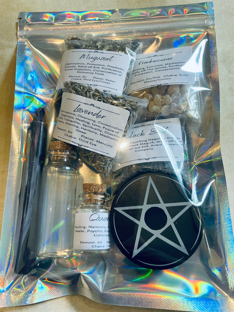 Protection Spell bottle Making Kit | Black Salt | Pagan | Witchcraft | Wiccan | Spell | Quartz | Crystal | Herbs