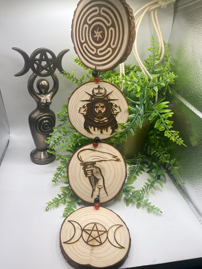 Unique Hecate Wall Hanging | Deity | Hekate | Goddess | Wall Decor | Witchcraft | Wiccan | Pagan | Decoration | Red Agate | Obsidian | Gift