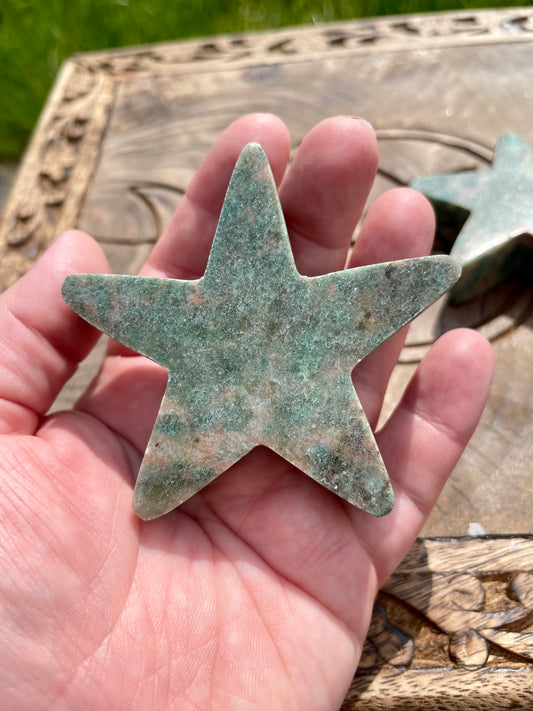 Natural Aventurine Crystal Star | Pagan | Witchcraft | Wiccan | Stars | Crystal | Ornament | Gemstones | Healing | Polished | Carved