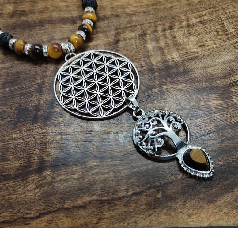 Tigers eye and Mookaite Tree of Life Pendant Necklace | Crystal Necklace | Jewelry | Jewellery | Gift | Wicca | Pagan | Witchcraft | Amulet