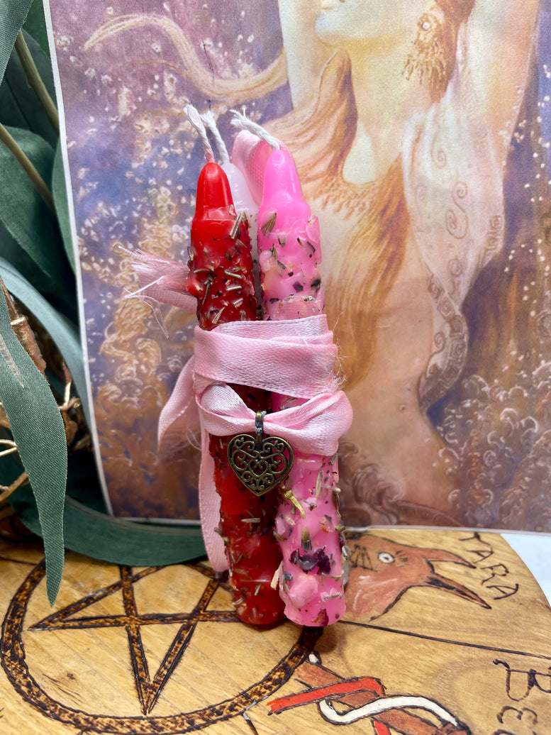 Aphrodite/Venus Hand Rolled Spell Candles Set of 3