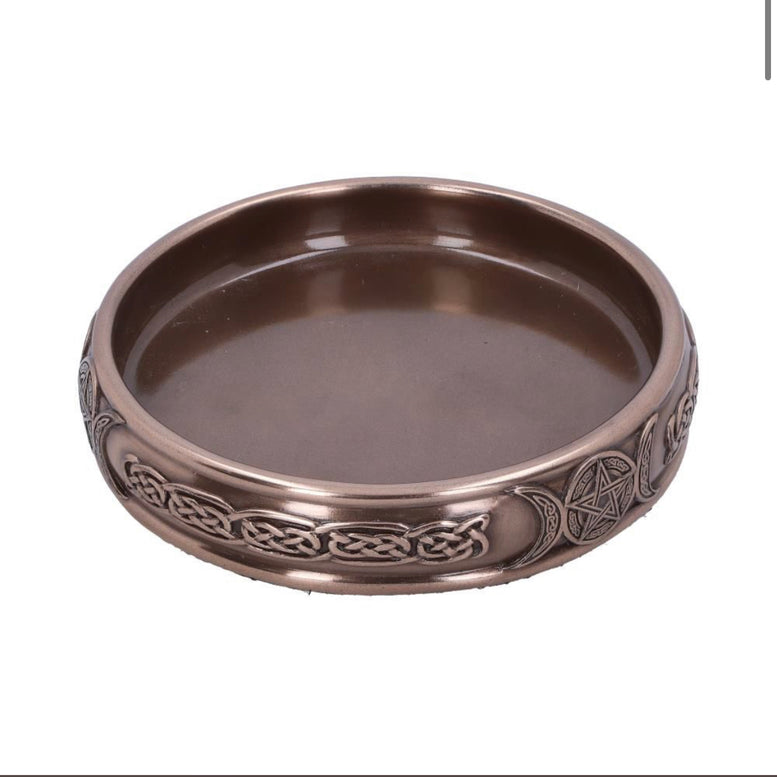 Triple Moon Bronze Trinket Tray 11cm | Moon Goddess | Deity | Trinket | Witchcraft | Wiccan | Pagan | Jewellery storage