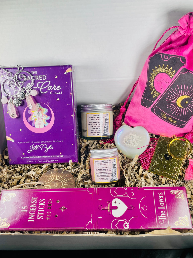 The Lovers Witchy Gift Set | The Sacred Self Care Oracle | Incense | Girlfriend | Gift | Earrings | Crystals | Angel Aura | Skin Care | Love