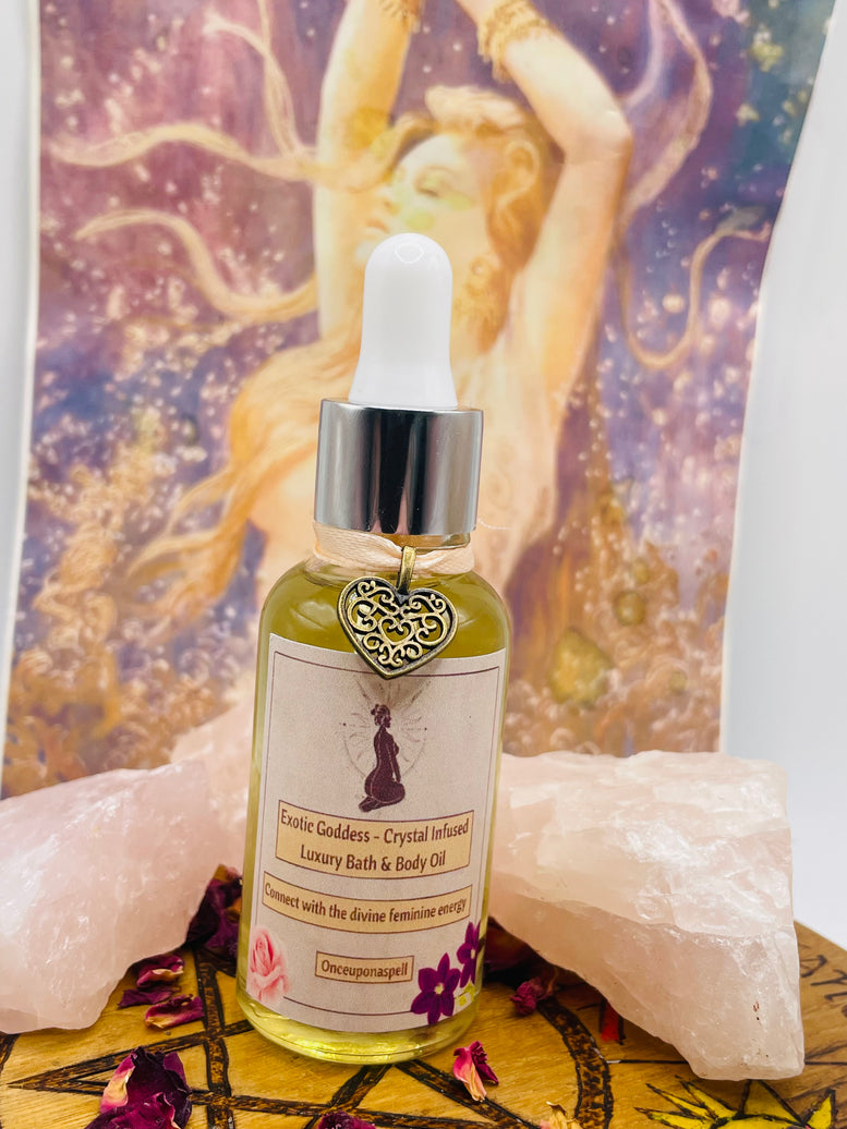 Exotic Goddess Luxury Bath & Body Oil | Feminine Energy | Crystal Infused | Wicca | Pagan | Witchcraft | Healing | Relax | Aromatherapy Spa