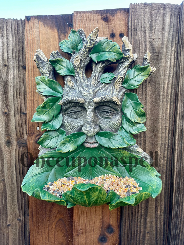 Large Green Man Bird Feeder | Unusual | Unique | Wiccan | Pagan | Witchy | Garden | Deity | Forest | God | Spirituality | Gift | Green