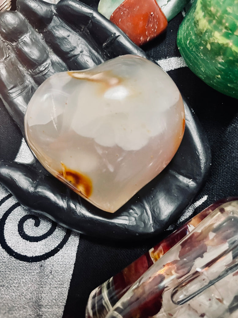 Red Agate Crystal Heart Incense Stick Holder | Incense | Witchcraft | Wiccan | Pagan | Gift | Reiki | Chakra | Healing | Natural | Gemstones