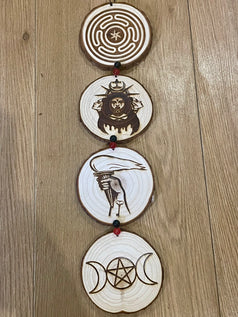 Unique Hecate Wall Hanging | Deity | Hekate | Goddess | Wall Decor | Witchcraft | Wiccan | Pagan | Decoration | Red Agate | Obsidian | Gift