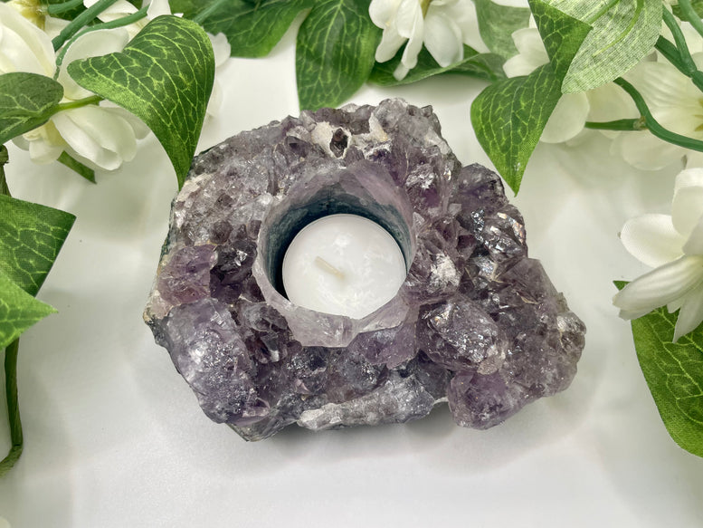 Amethyst Tea light candle holder | Crystals | Candles | Witchcraft | Wiccan | Pagan | Gemstone | Natural Minerals | Ornament | Healing
