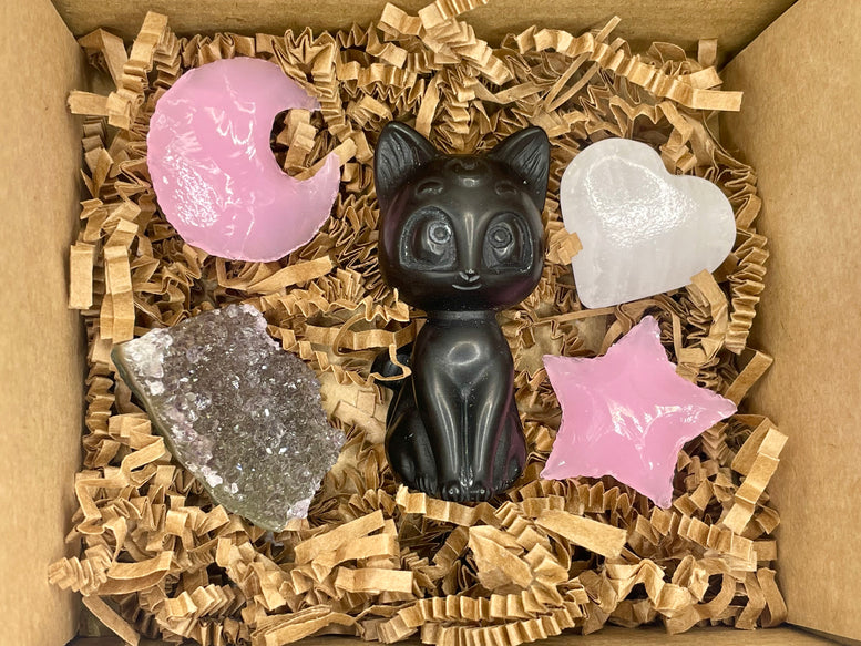 Witchy Crystal Bundle | Sailor Moon | Heart | Luna | Crystals | Reiki | Chakra | Witchcraft | Wiccan | Pagan | Gift | Obsidian | Gift | Opal