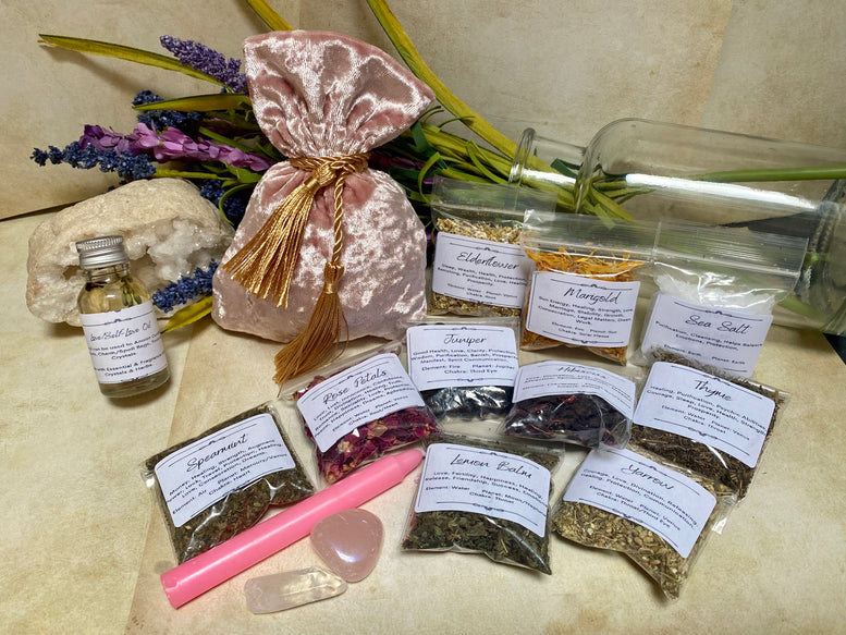 Love/Self-Love Spell Bag Making Kit | JuJu | Mojo | Love | Self Love | Pagan | Witchcraft | Wiccan | Spell | Love Spell | Herbs | Oils | Kit