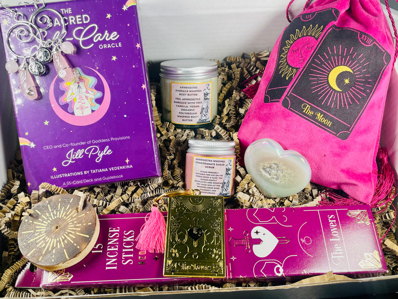 The Lovers Witchy Gift Set | The Sacred Self Care Oracle | Incense | Girlfriend | Gift | Earrings | Crystals | Angel Aura | Skin Care | Love