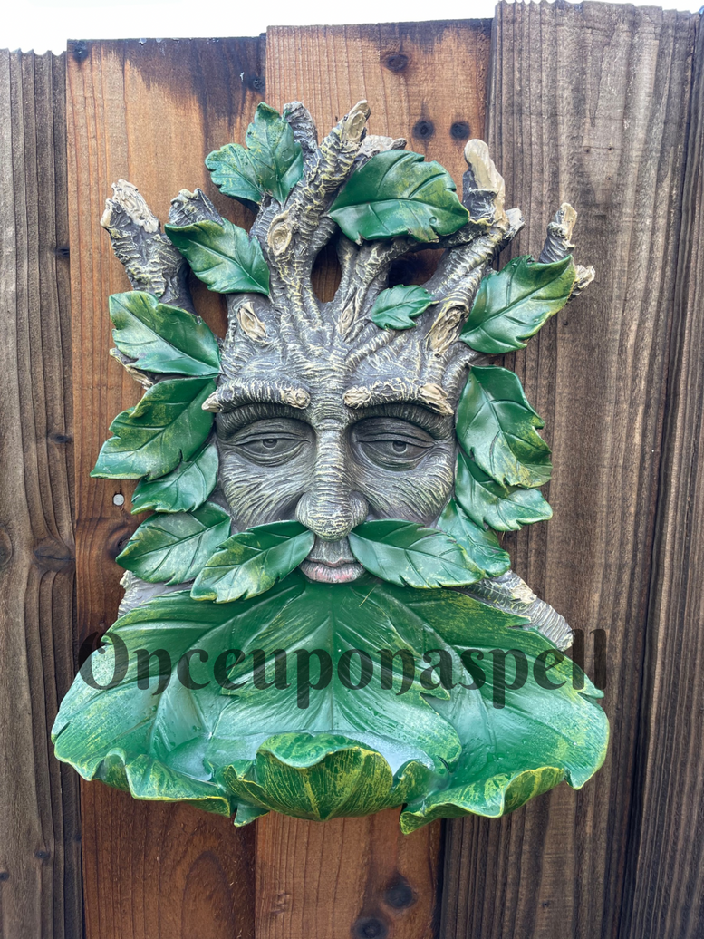 Large Green Man Bird Feeder | Unusual | Unique | Wiccan | Pagan | Witchy | Garden | Deity | Forest | God | Spirituality | Gift | Green
