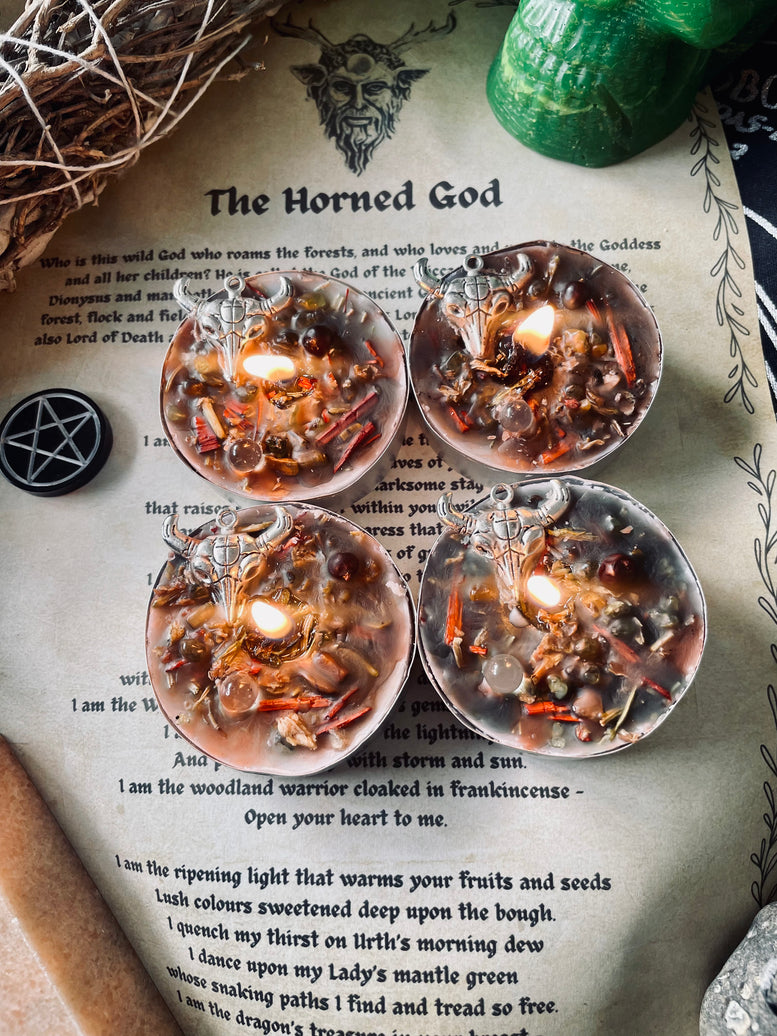 The Horned God Protection Ritual Spell Candles | Deity | Cernunnos | Baphomet | Wiccan | Pagan | Witchcraft | Protection | Gift Set | Occult