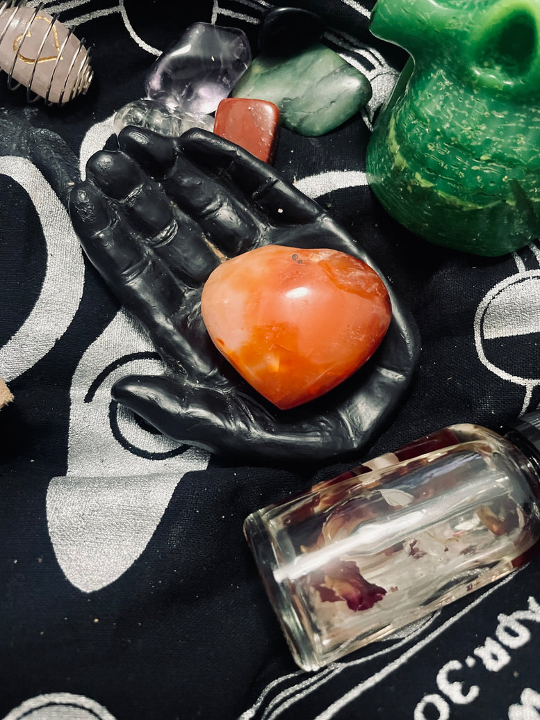 Red Agate Crystal Heart Incense Stick Holder | Incense | Witchcraft | Wiccan | Pagan | Gift | Reiki | Chakra | Healing | Natural | Gemstones