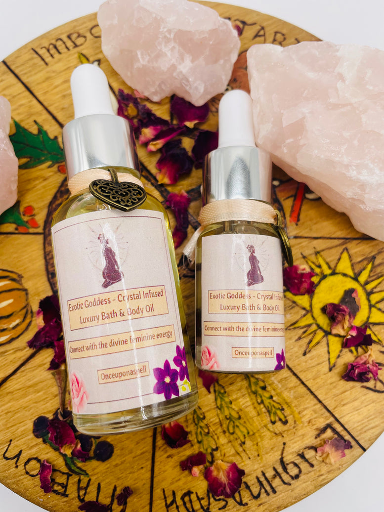 Exotic Goddess Luxury Bath & Body Oil | Feminine Energy | Crystal Infused | Wicca | Pagan | Witchcraft | Healing | Relax | Aromatherapy Spa