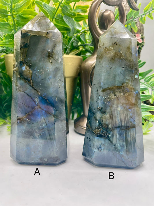 High Grade Flashy Labradorite Polished Towers/Points | Crystals | Reiki | Chakra | Gemstones | Shiny Rainbow Crystal | Home Decor | Rainbow