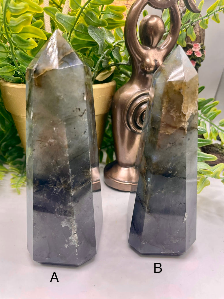 High Grade Flashy Labradorite Polished Towers/Points | Crystals | Reiki | Chakra | Gemstones | Shiny Rainbow Crystal | Home Decor | Rainbow