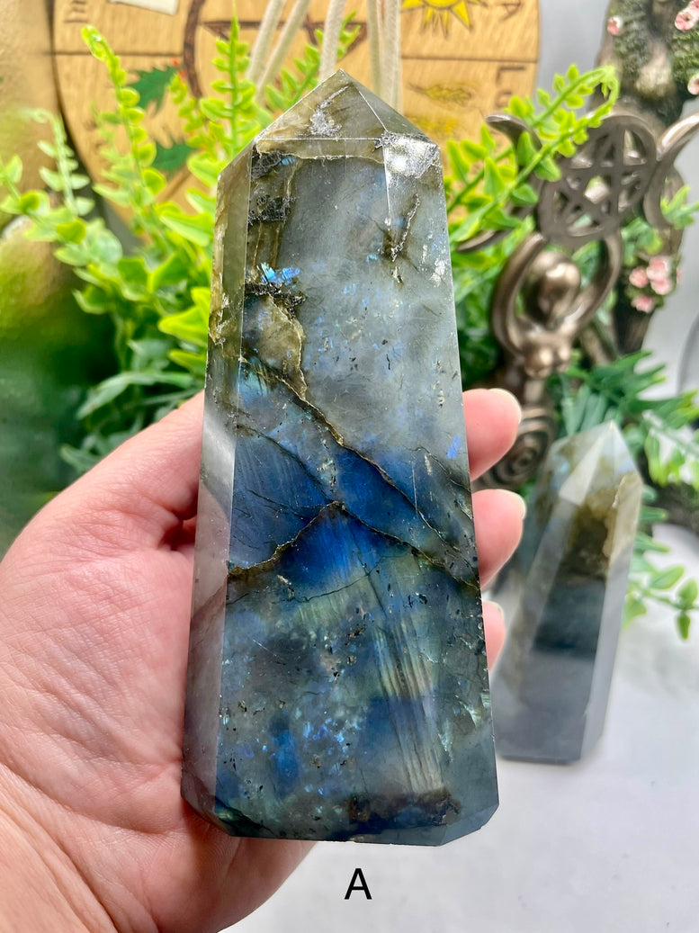 High Grade Flashy Labradorite Polished Towers/Points | Crystals | Reiki | Chakra | Gemstones | Shiny Rainbow Crystal | Home Decor | Rainbow