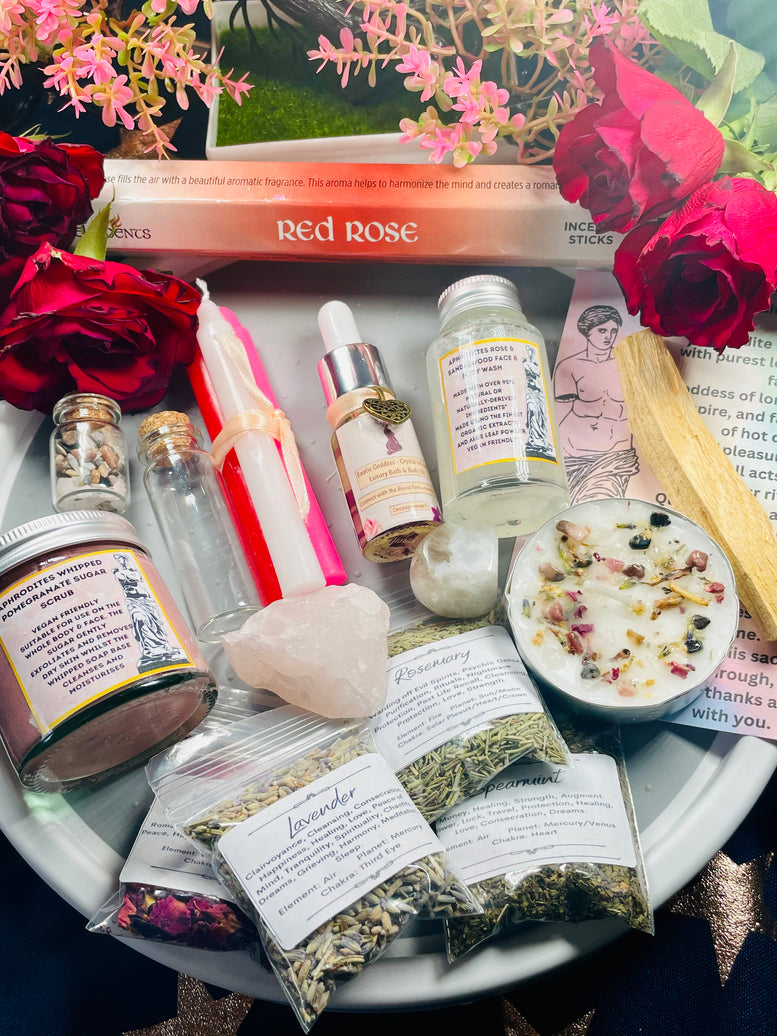 Aphrodites Embrace Self Care Gift Set | Spells | Goddess | Deity | Love | Healing | Crystals | Wicca | Pagan | Witchcraft | Skin Care | Oils