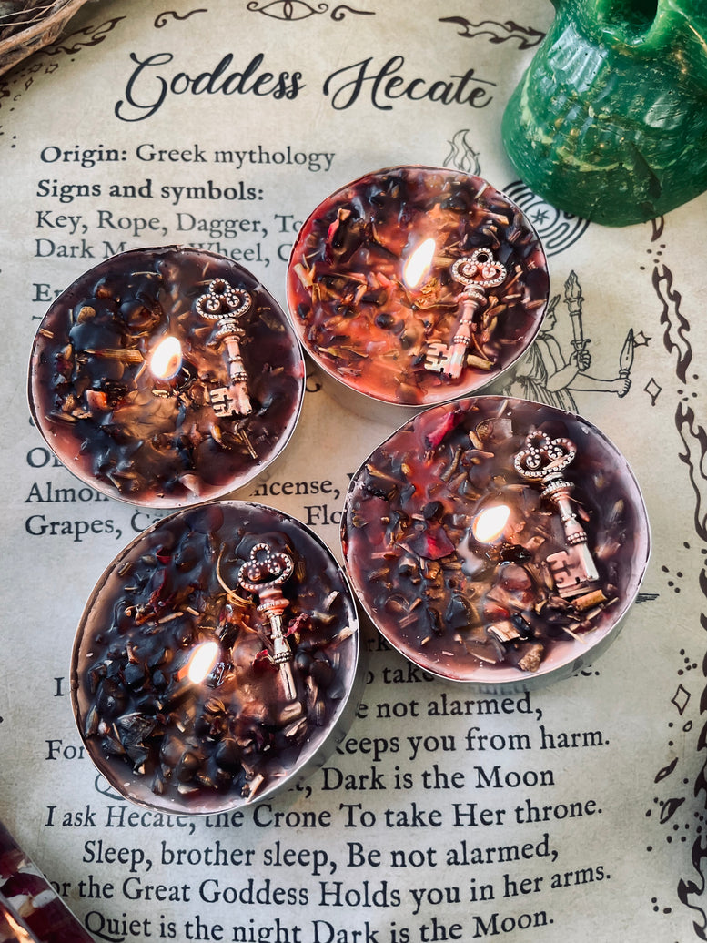 Goddess Hecate/Hekate Protection Ritual Spell Candles | Deity | Crossroads | Keys | Wiccan | Pagan | Witchcraft | Protection | Gift Set