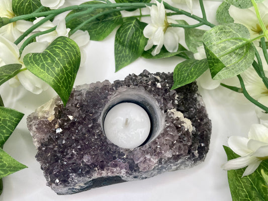 Amethyst Tea light candle holder | Crystals | Candles | Witchcraft | Wiccan | Pagan | Gemstone | Natural Minerals | Ornament | Healing