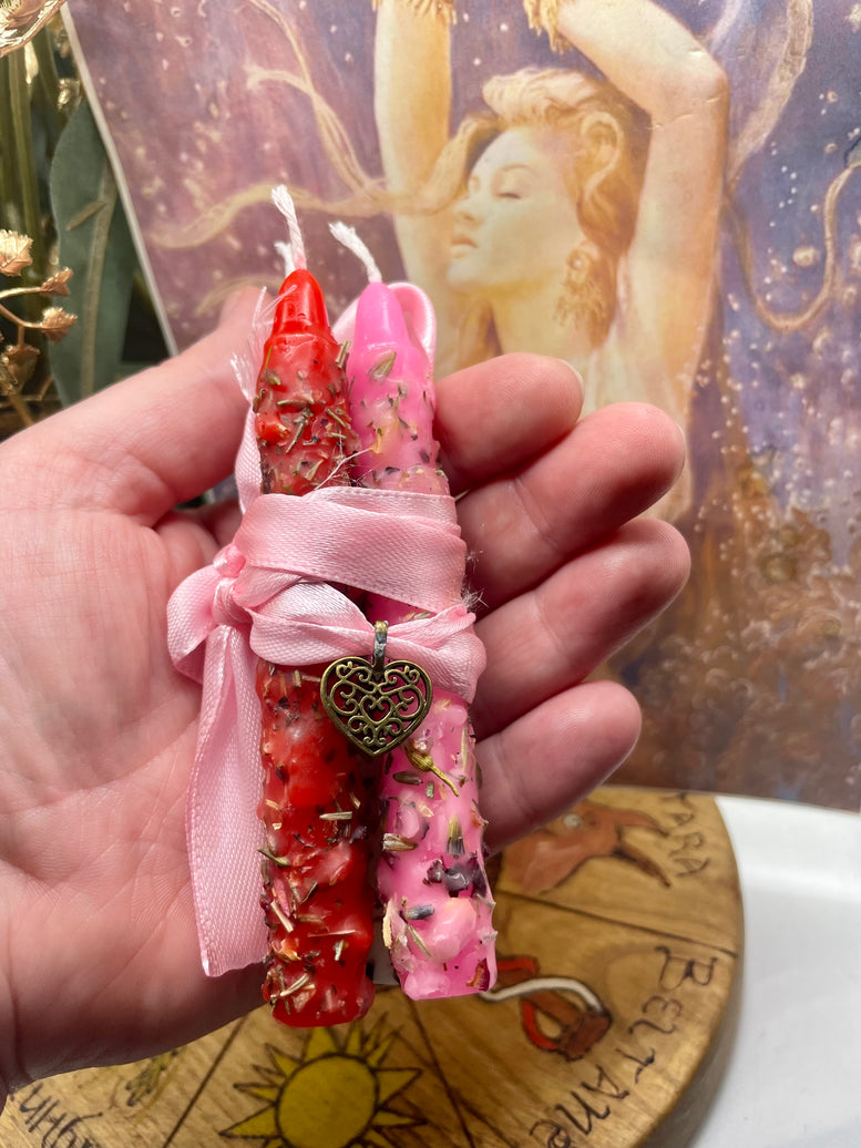 Aphrodite/Venus Hand Rolled Spell Candles Set of 3