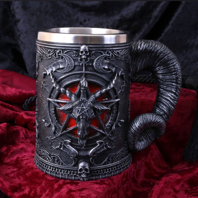 Baphomet Sabatic Goat Diety Tankard 16.5cm | Occult | Wiccan | Pagan | Witchcraft | Goth | Altarpiece | Altar ware | chalice | Mug | Deity