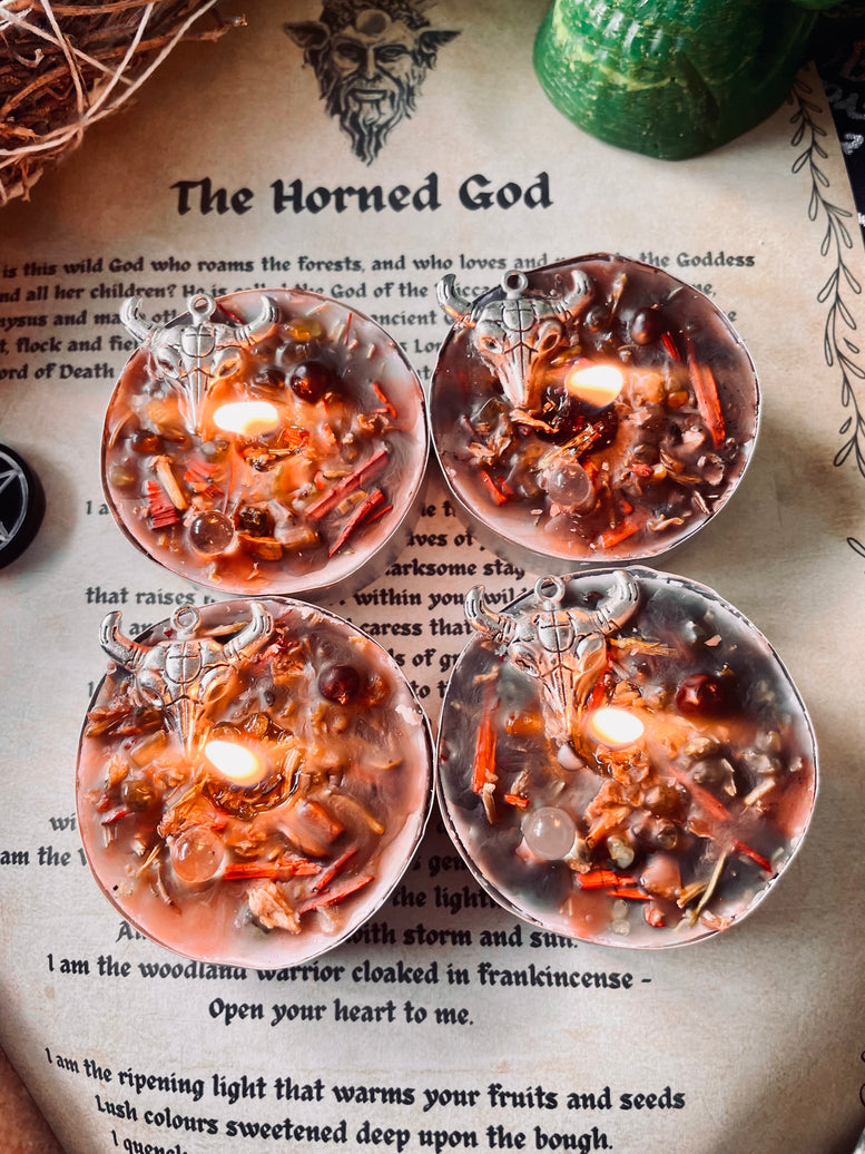 The Horned God Protection Ritual Spell Candles | Deity | Cernunnos | Baphomet | Wiccan | Pagan | Witchcraft | Protection | Gift Set | Occult