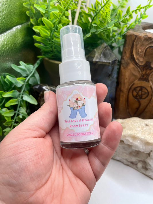 Self Love & Healing Sacred Space Room Spray | | love | Healing | Witchcraft | Wiccan | Pagan | Mist | Crystal Infused | Herbs