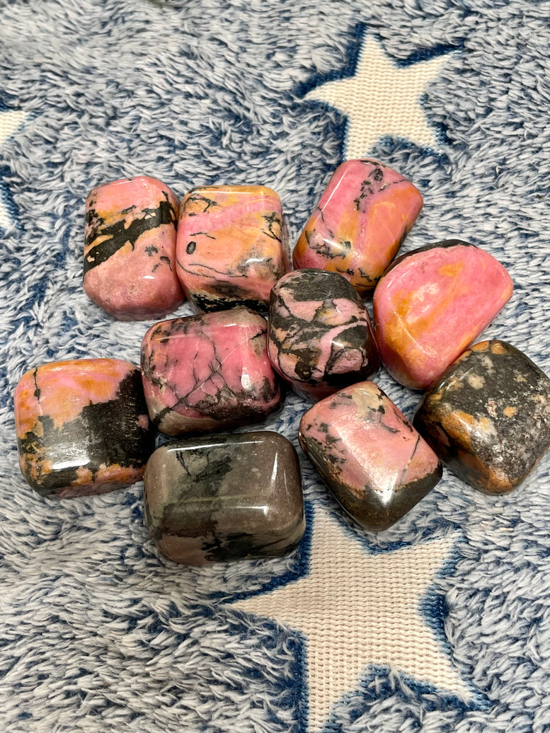 Natural Rhodonite Tumble stones | Crystals | Reiki | Chakra | Witchcraft | Wiccan | Pagan | Stones | Healing | Crafts | Gemstones