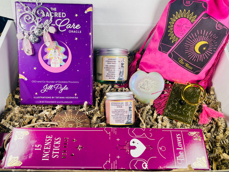 The Lovers Witchy Gift Set | The Sacred Self Care Oracle | Incense | Girlfriend | Gift | Earrings | Crystals | Angel Aura | Skin Care | Love