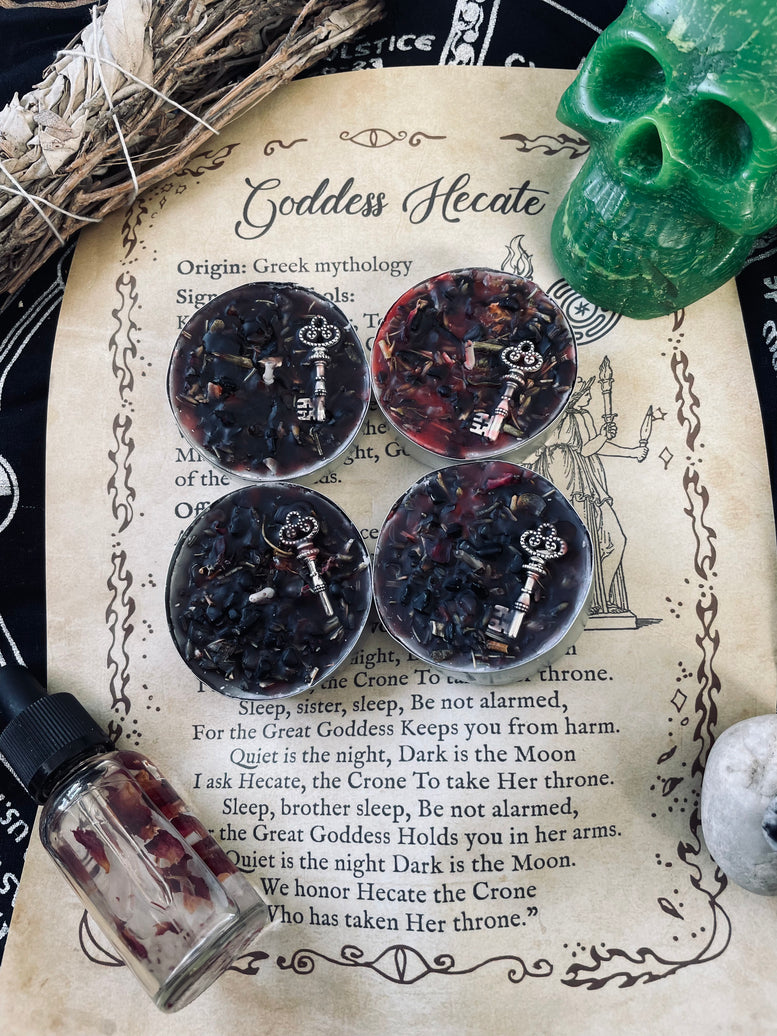 Goddess Hecate/Hekate Protection Ritual Spell Candles | Deity | Crossroads | Keys | Wiccan | Pagan | Witchcraft | Protection | Gift Set