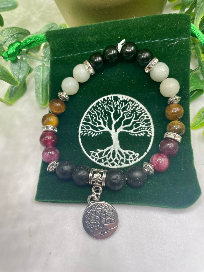 Unique Hand Made Tree of life Bracelet with Natural Crystal Beads | Charm Bracelet | Crystals | Spiritual | Witchcraft | Wiccan | Pagan Gift