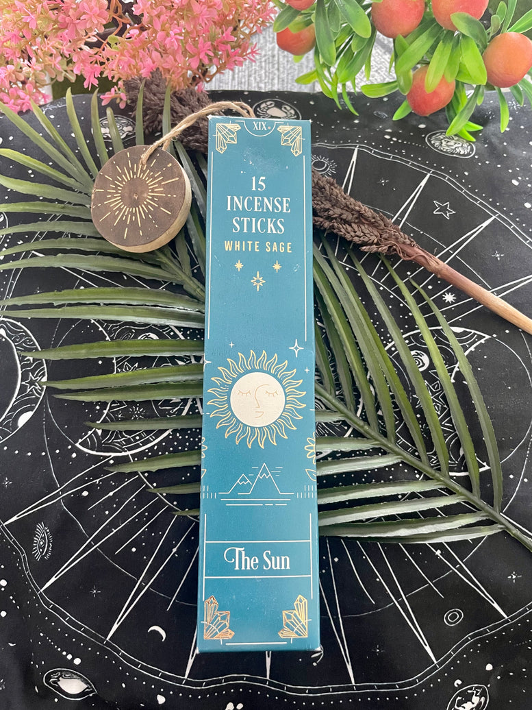 Tarot Card Incense Sticks - The Moon/Black Opium - The Star/Lavender - The Sun/White Sage - The Lovers/Red Rose | Witchcraft | Wiccan