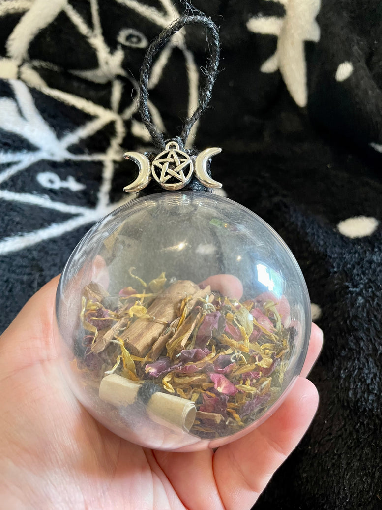 Protection Witch Ball | Bloodstone | Quartz | Protection & Grounding Amulet | Pagan | Witchcraft | Wiccan | Witchy Decor | Spell Ball