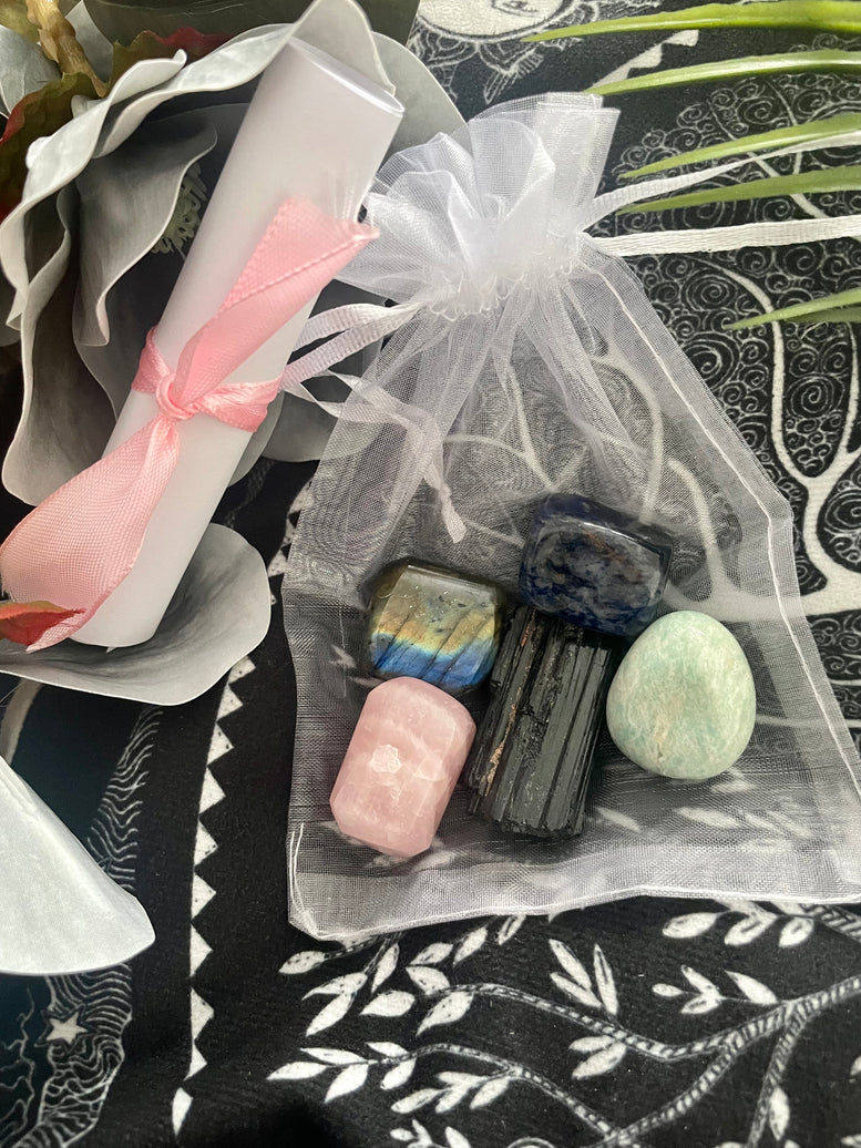 Anti Anxiety Healing Crystal Gift Set | Banish Anxiety | Crystal Healing | Crystals | Reiki | Chakra | Healing Energy | Tourmaline | Tumbles