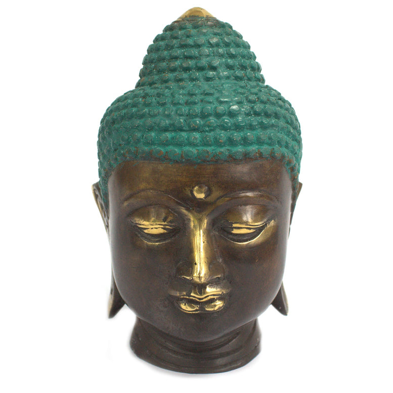 Large Classic Brass Buddha Head | Ornaments | Buddhism | Spirituality | Fengshui | Tranquility | Wiccan | Pagan | Witchcraft | Gift | Boho