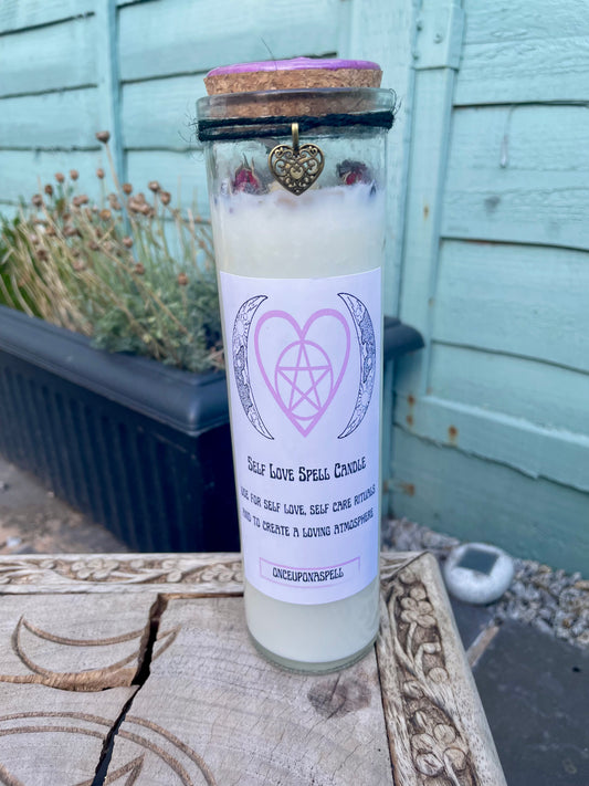 Self Love Jar Ritual Candle | Witchcraft | Wiccan | Pagan | herbs | Crystals | Rose Quartz | Amethyst | Candle | Spells | love