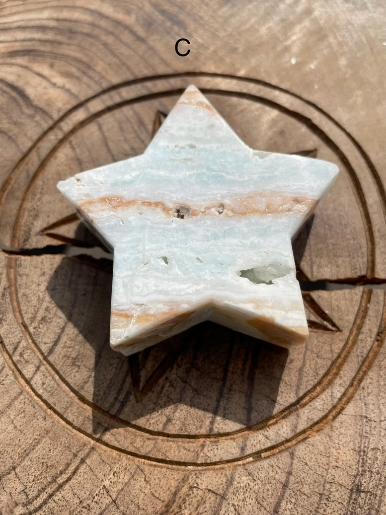 Natural Caribbean Calcite Stars | Witchcraft | Wiccan | Pagan | Crystal | Ornament | Gemstones | Healing | Polished | Carved | Star