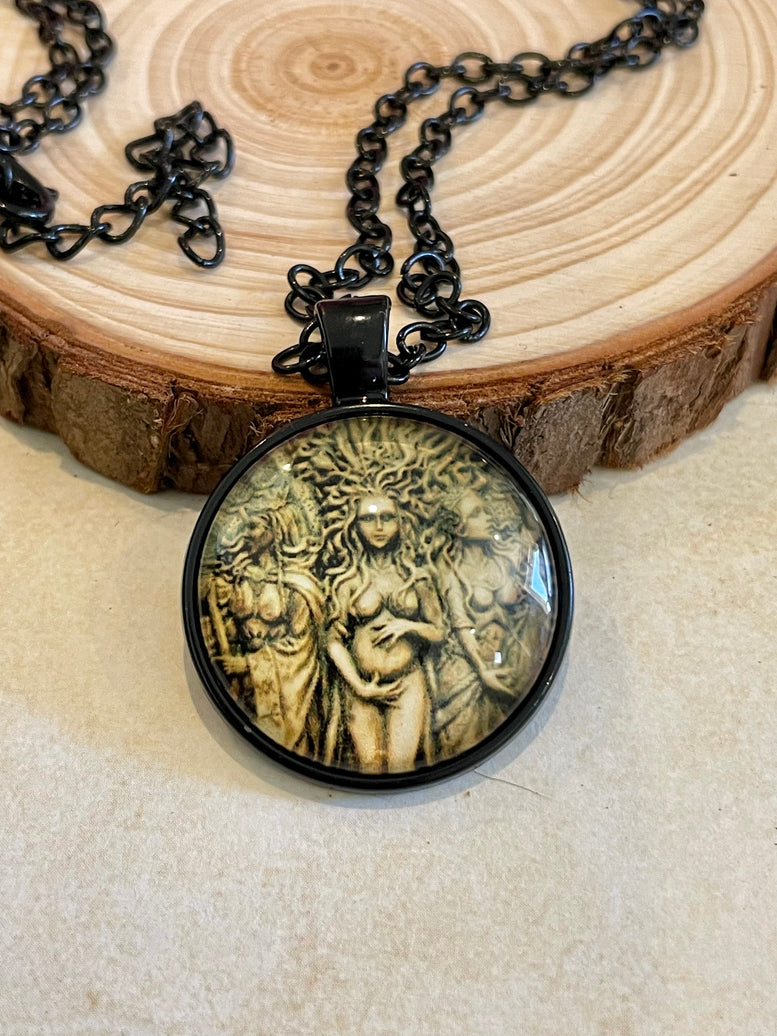 Triple Moon Goddess Vintage Style Amulet Necklace | Hecate | Deity | Pagan | Witchcraft | Wiccan | Spirituality | Maiden Mother Crone