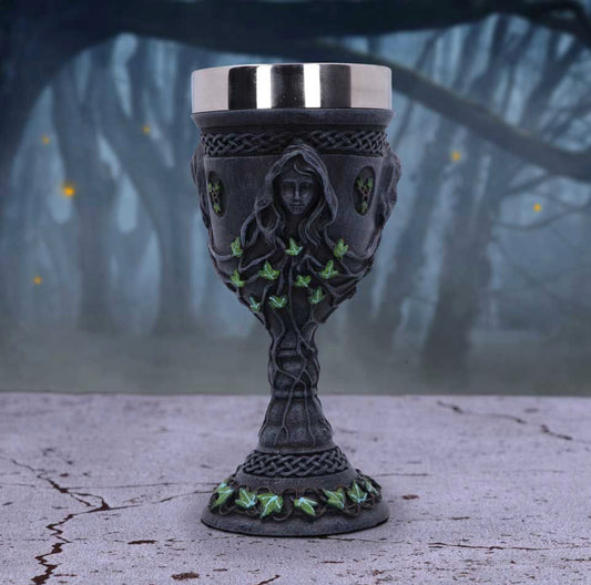 Mother Maiden and Crone Chalice Bronze Triple Goddess Wine Glass 21cm | Goddess | Deity | Witchcraft | Wiccan | Pagan